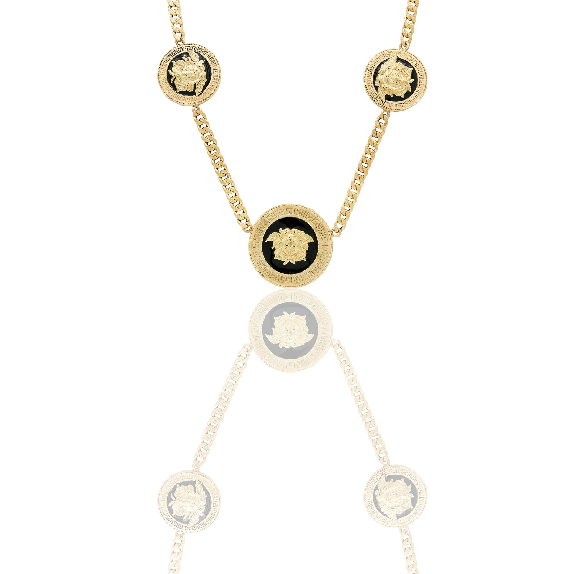 Collane Oro Giallo Catena vuota  Smalto Nero lunghezza cm. 50 Cerchio diam. 3\2,3