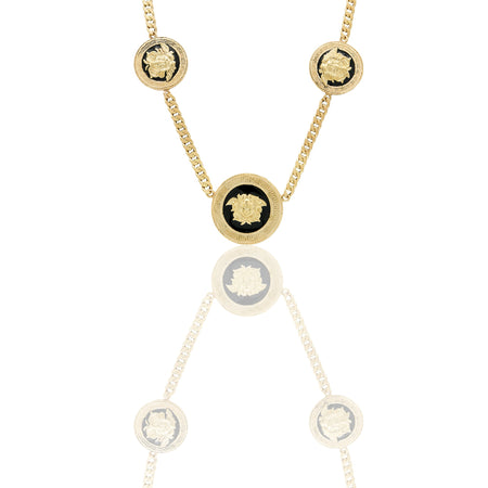 Collane Oro Giallo Catena vuota  Smalto Nero lunghezza cm. 50 Cerchio diam. 3\2,3