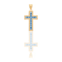 Ciondoli Oro Giallo Oro 18 carati Croce diamantata Zirconi Azzurri 4,5cm x 2,3cm