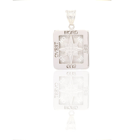 Ciondoli Oro Bianco Oro 18 carati Rosa dei venti quadrata Solo Oro 3,2cm x 2cm