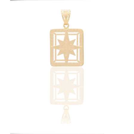 Ciondoli Oro Giallo Oro 18 carati Rosa dei venti quadrata traforata Solo Oro 3,2cm x 2cm