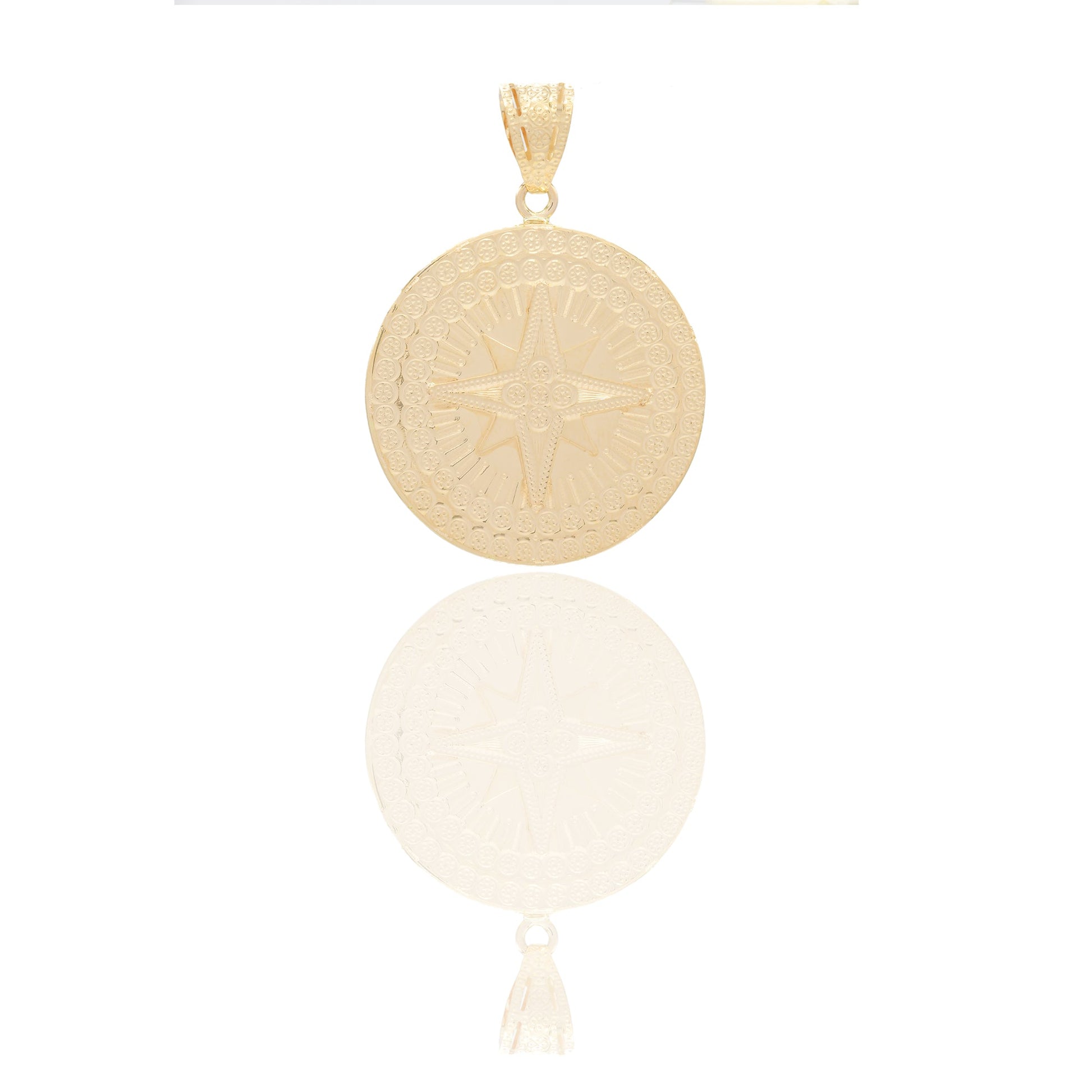 Ciondoli Oro Giallo Oro 18 carati Rosa dei venti tonda Solo Oro 4cm x 3cm