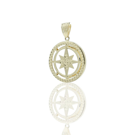 Ciondoli Oro Giallo Oro 18 carati Rosa dei venti tonda traforata Solo Oro 4cm x 3cm