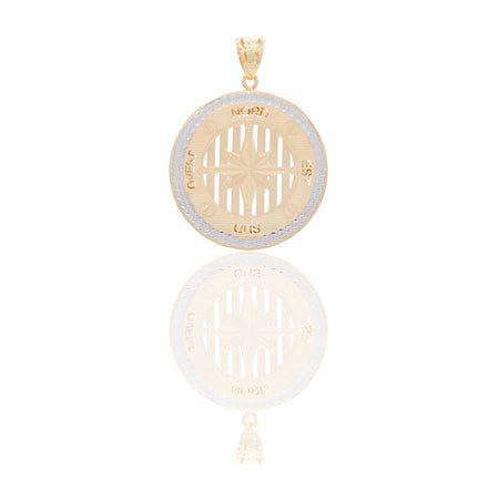 Ciondoli Oro Giallo Oro Bianco Oro 18 carati Rosa dei venti tonda traforata Solo Oro 4,5cm x 3,5cm