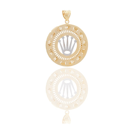 Ciondoli Oro Giallo Oro Bianco Oro 18 carati Tondo traforato con corona Solo Oro 4,5cm x 3,5cm