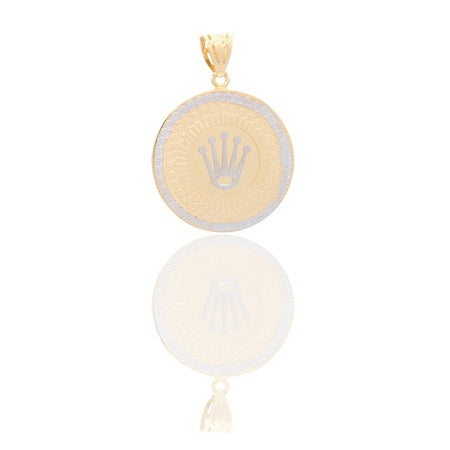 Ciondoli Oro Giallo Oro Bianco Oro 18 carati Tondo con corona satinata Solo Oro 4cm x 3cm