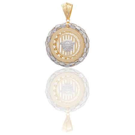 Ciondolo Oro Giallo Oro Bianco Oro 18 carati Tondo Con Medusa Solo Oro cm.6,5