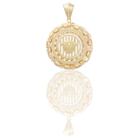 Ciondolo Oro Giallo Oro 18 carati Tondo Con Medusa Solo Oro cm.6,5