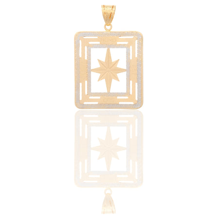 Ciondolo Oro Giallo Oro Bianco Oro 18 carati Rettangolo Rosa Dei Venti Solo Oro cm.4,5x3
