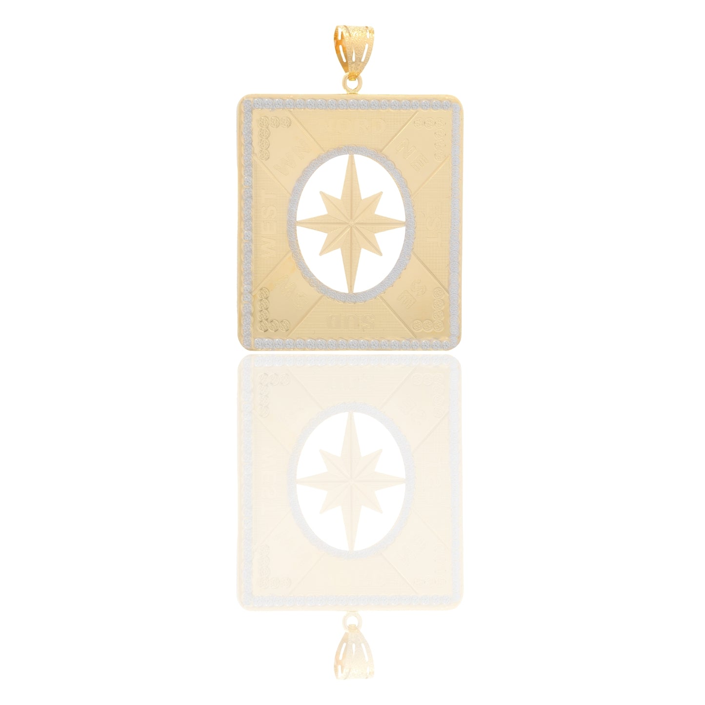 Ciondolo Oro Giallo Oro Bianco Oro 18 carati Rettangolo Rosa Dei Venti Solo Oro cm.6x4