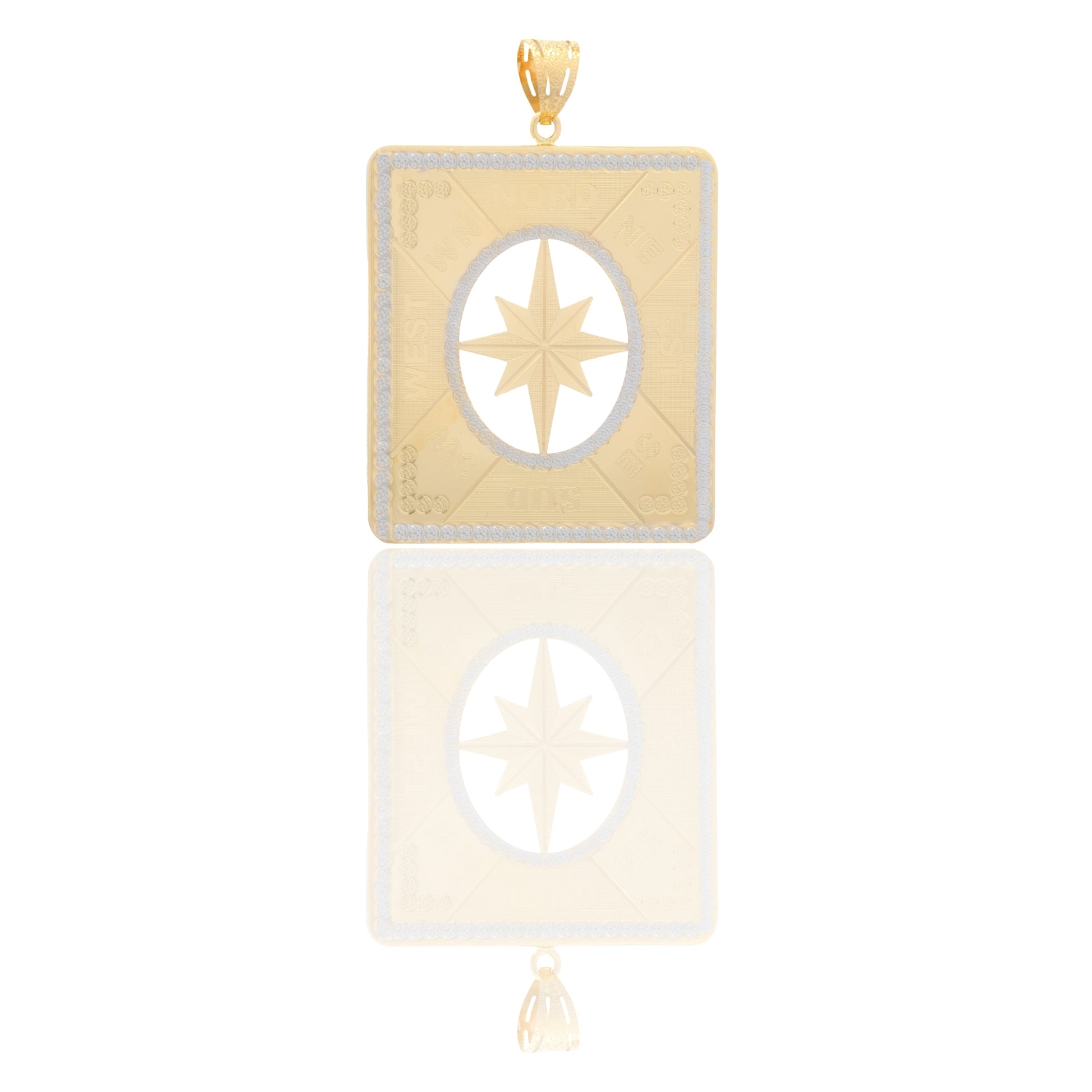 Ciondolo Oro Giallo Oro Bianco Oro 18 carati Rettangolo Rosa Dei Venti Solo Oro cm.6x4