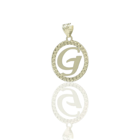 Ciondolo Oro Giallo Oro 18 carati Lettera G Corsivo Con Contorno Solo Oro diam. cm.2,2