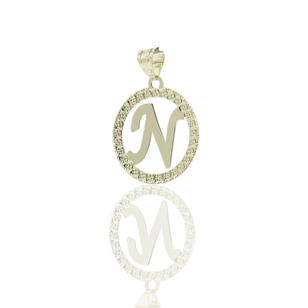 Ciondolo Oro Giallo Oro 18 carati Lettera N Corsivo Con Contorno Solo Oro diam. cm.2,2