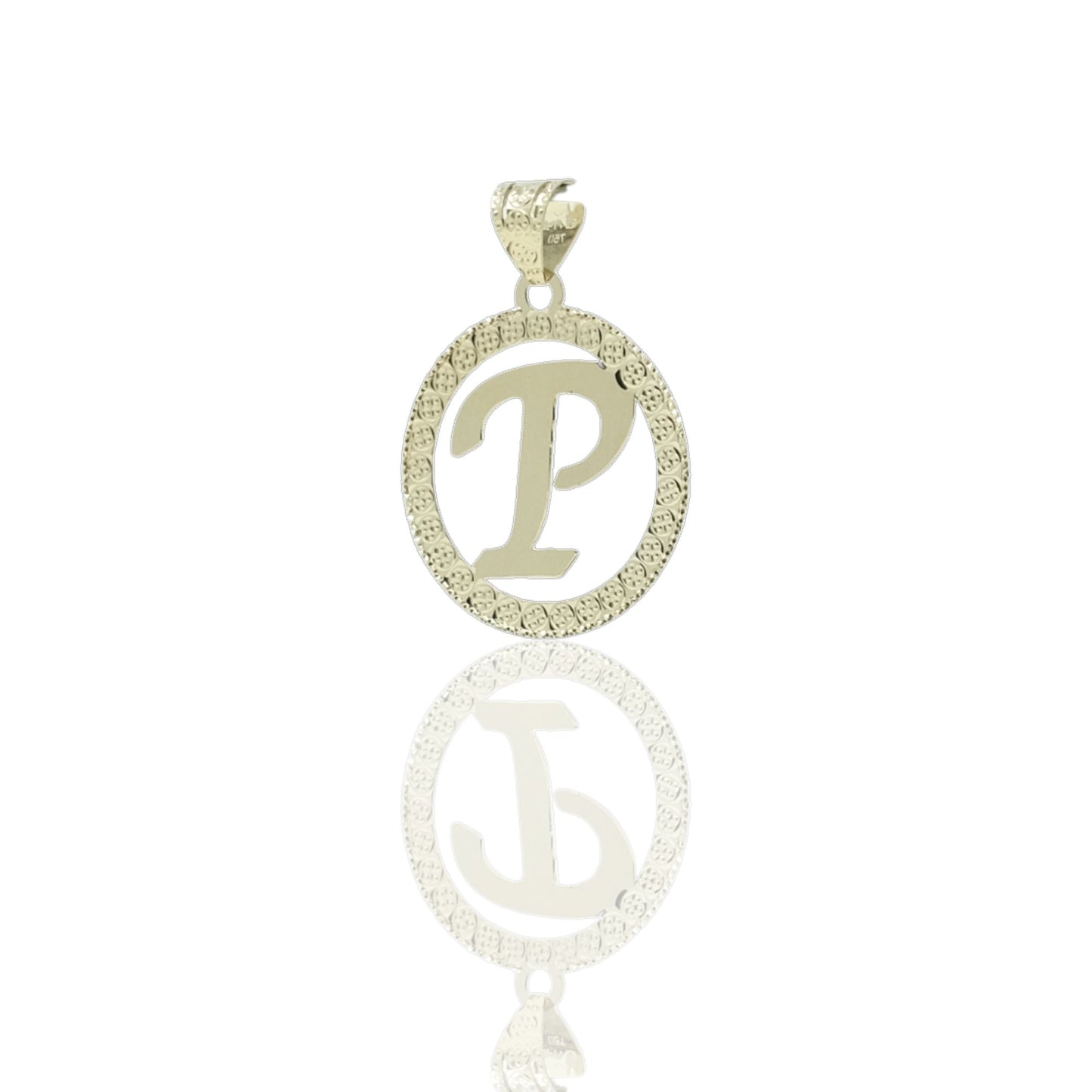 Ciondolo Oro Giallo Oro 18 carati Lettera P Corsivo Con Contorno Solo Oro diam. cm.2,2