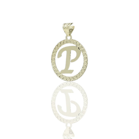 Ciondolo Oro Giallo Oro 18 carati Lettera P Corsivo Con Contorno Solo Oro diam. cm.2,2
