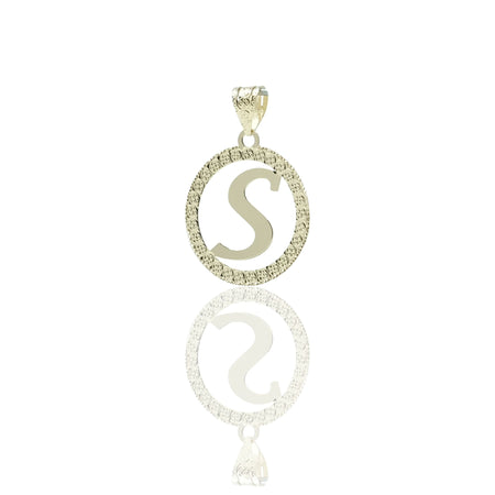 Ciondolo Oro Giallo Oro 18 carati Lettera S Corsivo Con Contorno Solo Oro diam. cm.2,2