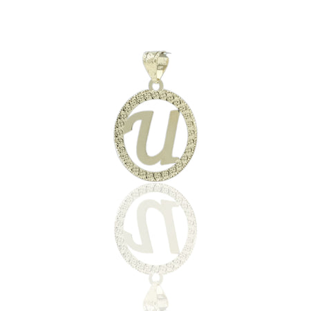 Ciondolo Oro Giallo Oro 18 carati Lettera U Corsivo Con Contorno Solo Oro diam. cm.2,2