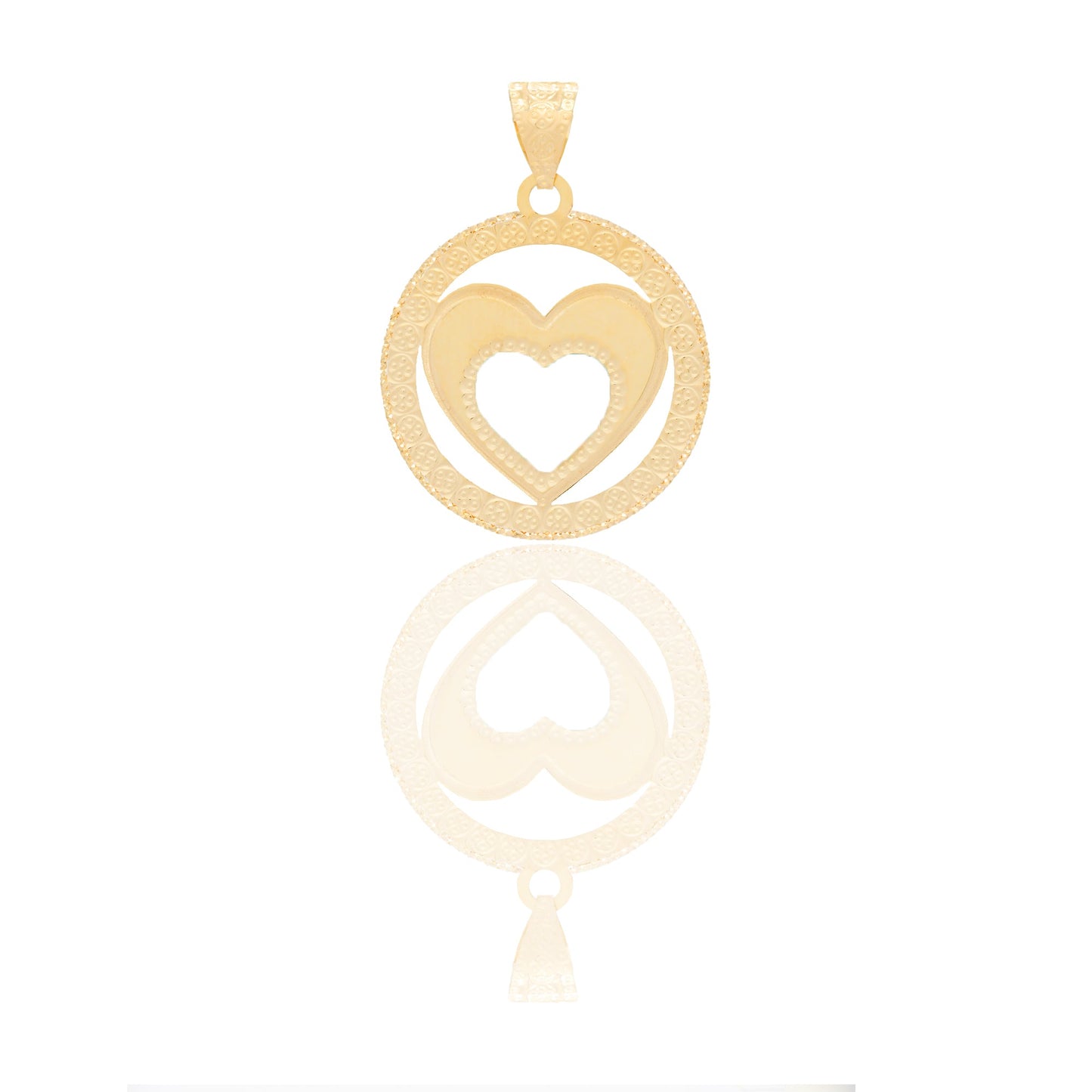 Ciondoli Oro Giallo Oro 18 carati Cuore a lastra traforato Solo Oro 2,9cm x 2cm