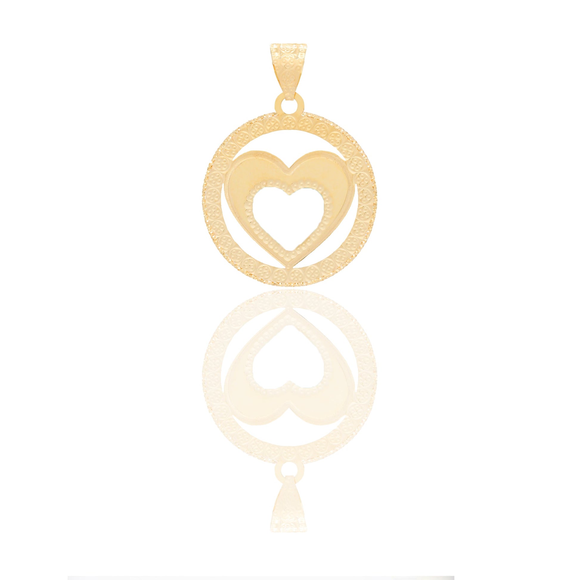 Ciondoli Oro Giallo Oro 18 carati Cuore a lastra traforato Solo Oro 2,9cm x 2cm