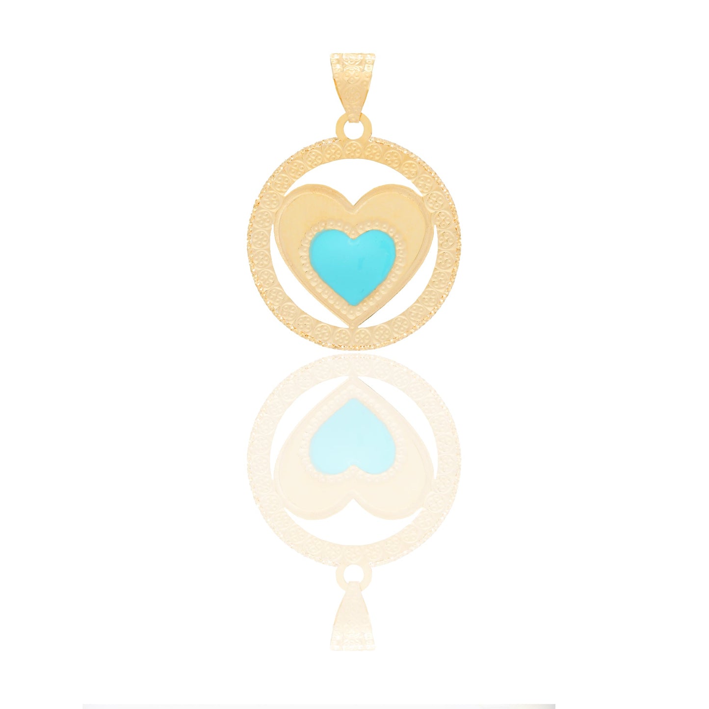 Ciondoli Oro Giallo Oro 18 carati Cuore a lastra traforato Smalto Verde 2,5cm x 1,7cm