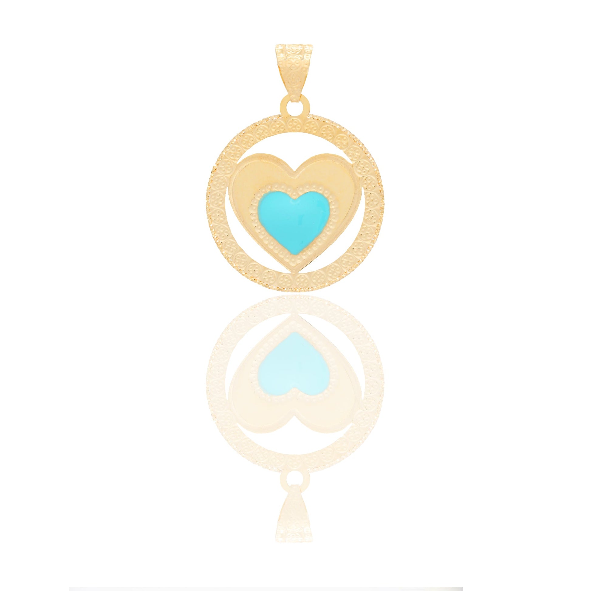 Ciondoli Oro Giallo Oro 18 carati Cuore a lastra traforato Smalto Verde 2,5cm x 1,7cm