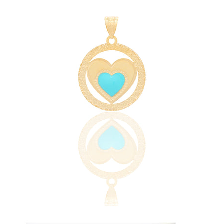 Ciondoli Oro Giallo Oro 18 carati Cuore a lastra traforato Smalto Verde 2,5cm x 1,7cm