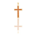 Ciondoli Oro Giallo Oro 18 carati Croce diamantata Zirconi Arancioni 5,7cm x 3cm