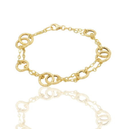 Bracciale Oro Giallo Oro 18 carati Catena Rolo' Cerchi  Solo Oro cm. 19,5