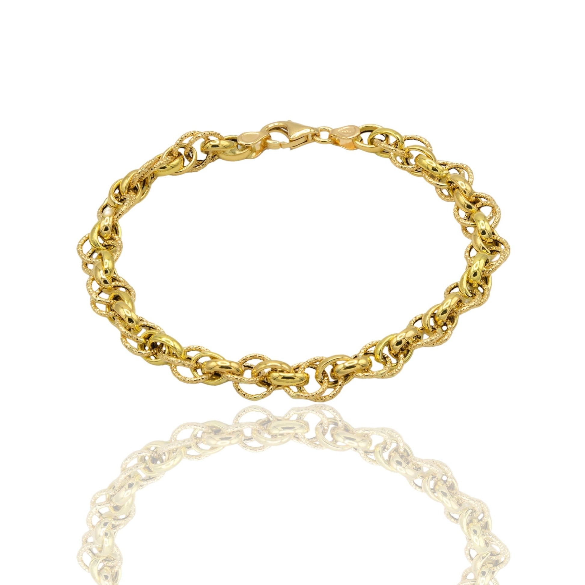 Bracciale Oro Giallo Oro 18 carati Maglie Intrecciate Solo Oro cm. 19