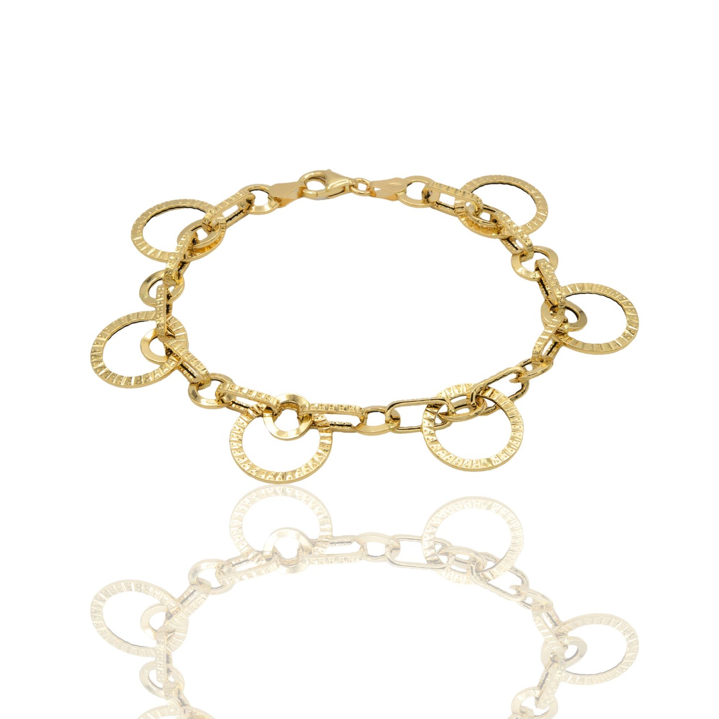 Bracciale Oro Giallo Oro 18 carati anelli Pendenti Solo Oro cm. 20