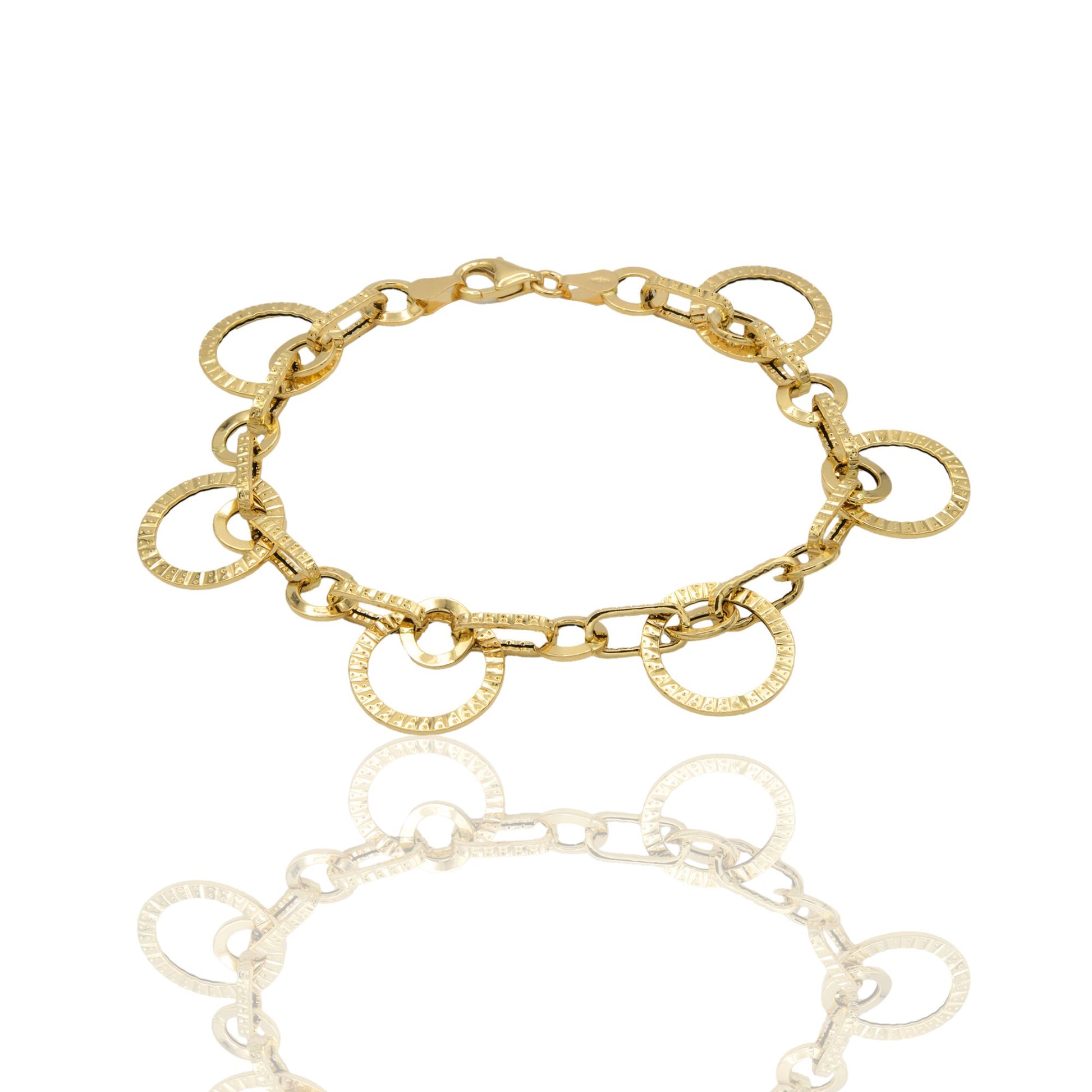 Bracciale Oro Giallo Oro 18 carati anelli Pendenti Solo Oro cm. 20