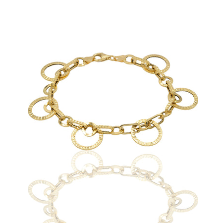 Bracciale Oro Giallo Oro 18 carati anelli Pendenti Solo Oro cm. 20