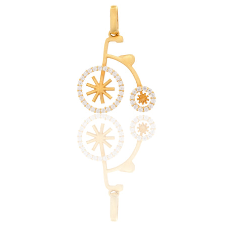 Ciondolo Oro Giallo Oro 18 carati Bicicletta  Zirconi Bianchi cm.2,2
